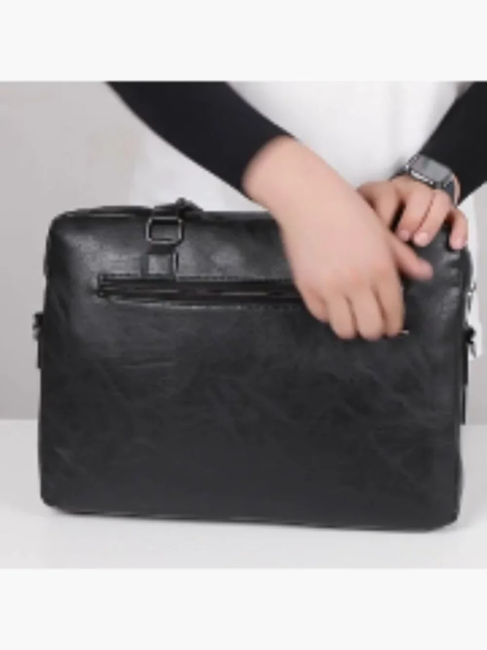 Men's Leather Laptop Bag 15-Inch Water-Resistant Briefcase Messenger Work